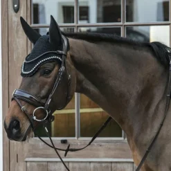 Kentucky Horsewear - Bonnet anti-mouche Wellington big stone & pearl anti-bruit noir