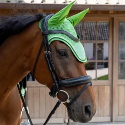 Kentucky Horsewear - Bonnet pour chevaux Wellington Velvet Printing chess vert