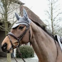 Kentucky Horsewear - Bonnet pour chevaux anti-bruits Wellington Basic Velvet gris