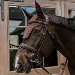 Kentucky Horsewear - Bonnet pour chevaux anti-mouche Wellington Wave marron