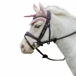 Kentucky Horsewear - Bonnet anti-mouches Wellington Licorne pailleté rose tendre