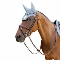 Kentucky Horsewear - Bonnet anti-mouches Wellington 3D Logo corde bleu clair