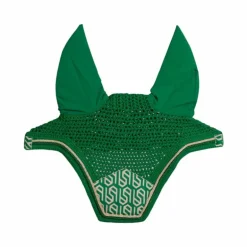Kentucky Horsewear - Bonnet pour chevaux Wellington Velvet Printing maze cipher vert/ blanc