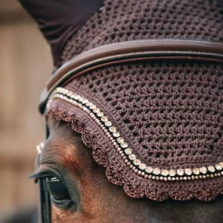 Kentucky Horsewear - Bonnet anti-bruit Wellington Stone & Pearl marron