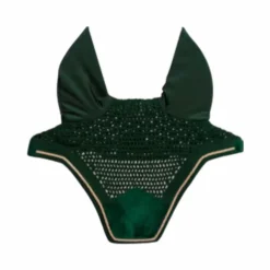 Kentucky Horsewear - Bonnet pour chevaux anti-bruits Wellington Velvet vert foncé
