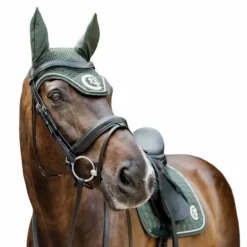 Kentucky Horsewear - Bonnet anti-mouches Wellington 3D Logo corde vert pin