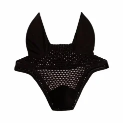 Kentucky Horsewear - Bonnet pour chevaux anti-bruits Wellington Velvet Pearls noir