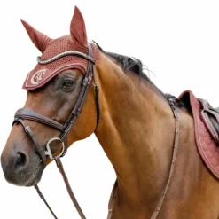 Kentucky Horsewear - Bonnet anti-mouches Wellington 3D Logo corde fuchsia