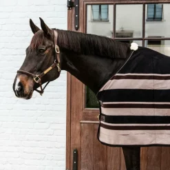 Kentucky Horsewear - Chemise séchante Fleece Heavy stripes marron/ beige