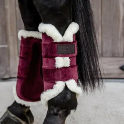 Kentucky Horsewear - Guêtres fermées cuir velvet contrast bordeaux x2