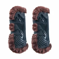 Kentucky Horsewear - Guêtres ouvertes mouton marron vegan Bamboo Elastique noir x2