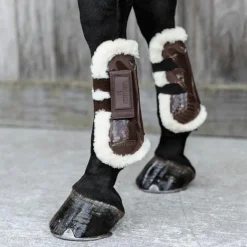 Kentucky Horsewear - Guêtres ouvertes velcro mouton vegan marron x2