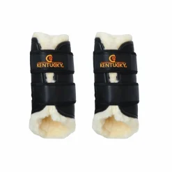 Kentucky Horsewear - Guêtres cheval Turn Out cuir postérieurs noir x2