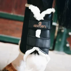 Kentucky Horsewear - Guêtres cheval Turn Out cuir postérieurs noir x2