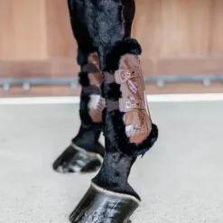 Kentucky Horsewear - Guêtres ouvertes mouton noir vegan Bamboo Elastique marron x2