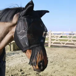 Kentucky Horsewear - Masque anti-mouches Classic avec oreilles et franges noir