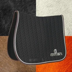 Kentucky Horsewear - Tapis de selle Fishbone noir cuir