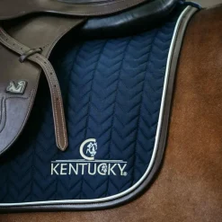Kentucky Horsewear - Tapis de selle Fishbone marine cuir