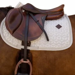 Kentucky Horsewear - Tapis de selle Velvet Printing pied de poule gris/ blanc