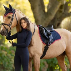 LeMieux - Tapis de selle Mixte Square suédine marine/ cranberry