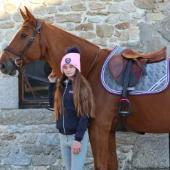 Les poneys de Zoé - Tapis de selle #Ponyboom gris perle/ violet