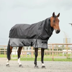 Loveson - Couverture d'extérieur Turnout Plus noir/ gris 300g