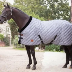 Paddock Sports - Couverture d'écurie Diagonal gris/ noir 200g