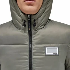 RG Italy - Doudoune manches longues homme Hooded Puffer vert kaki