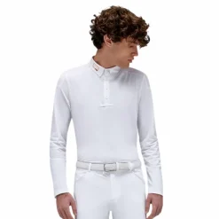 RG Italy - Polo de concours manches longues homme Perforated Competition blanc